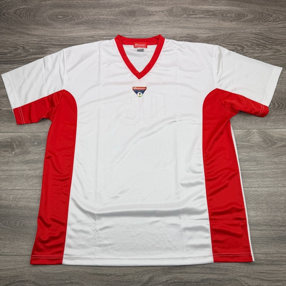 FIFA World Cup 2006 Jersey Mens XL White Red Soccer Shirt Promo Budweiser Beer
